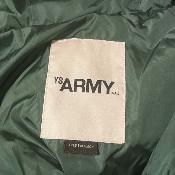 Yves Solomon Coat Army By Yves Solomon Quilted Puffer Jacket Fox Fur Hood Sz M - Picture 2 of 4